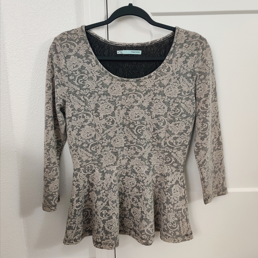 Maurices 3/4 Sleeve Peplum Top